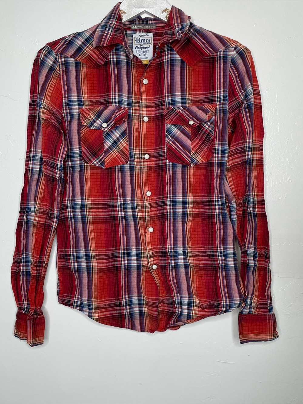 WESTERN PEARL SNAP BUTTON DOWN RED PLAID SHIRT SZ S MEN
